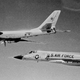 A US Air Force Air National Guard F-106A intercepts a Tupolev Tu-95 bomber of the coast of Cape Cod in 1982